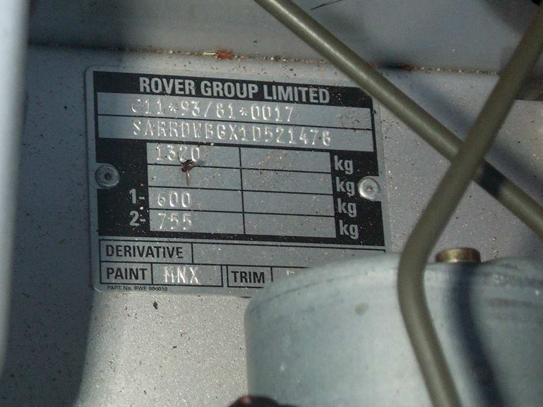 ROVER paint code label on the vehicle – find your exact color match.